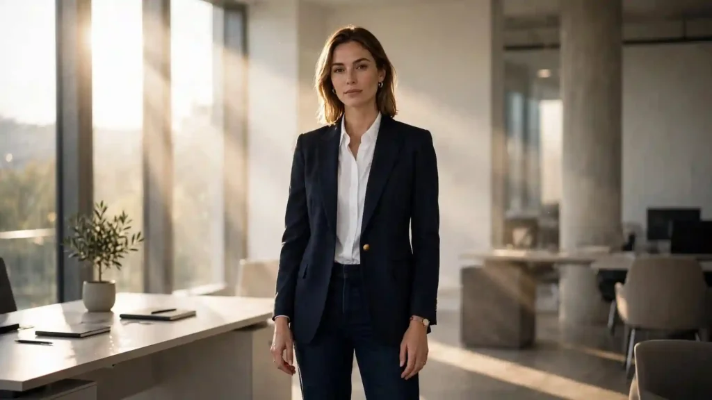 look trabalho feminino jeans blazer